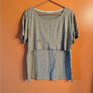 Smallshow Breastfeeding Soft Knit Gray T-Shirt Size XL
